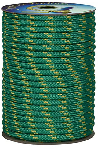 006006336 Treccia corit verde, 8 mm - 30 mt, Corda intrecciata multiuso resistente ai raggi U.V. e all'abrasione, per attività all'aperto, giardino, mare, guinzagli e fai da te, rottura 700 kg
