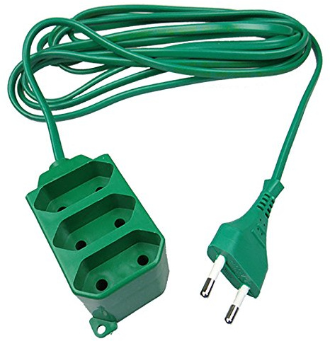 Verlängerungskabel Verlängerung 3-fach Strom-Kabel Euro-Stecker Eurosteckdosenleiste/Eurosteckerleiste (3,0 Meter 3-Fach, Grün)
