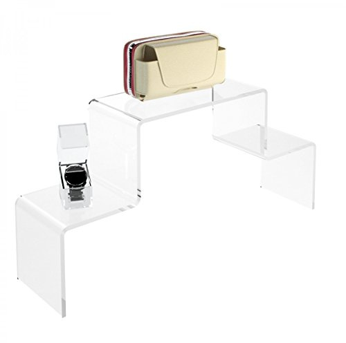 DesignPlex Scaletta in plexiglass trasparente -Misure: 40 x 10 x H20 cm - Misure ripiano: 10 x 10 cm