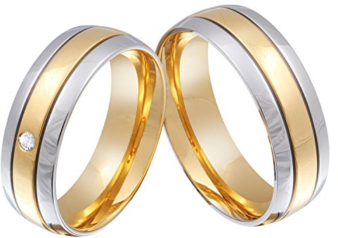 Juwelier Schönschmied - Unisex Eheringe Freundschaftsringe Partnerringe Asilar Edelstahl Zirkonia 110HDac - Kostenlose Wunschgravur mit AMAZON KONFIGURATOR online gestalten!