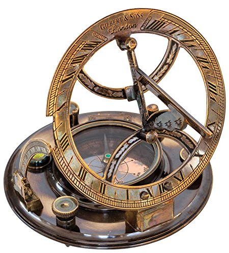 aubaho Compas Boussole Maritime Cadran Solaire Laiton Style Antique réplique 13cm