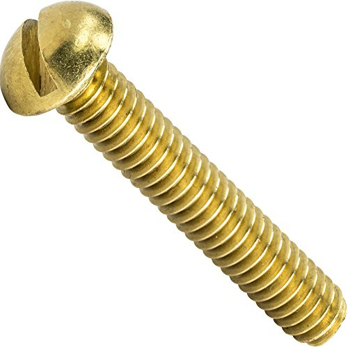 1/4-20 x 4 Round Head Machine Screws, Slotted Drive, Solid Brass Grade 360, Full Thread, Plain Finish, Machine Thread, Quantity 10