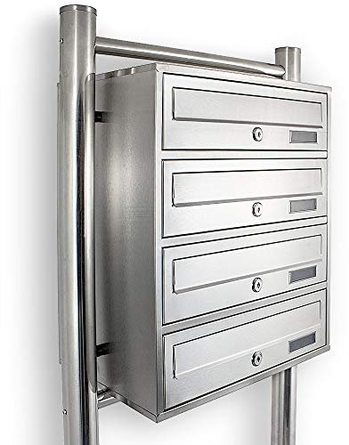 Bituxx Edelstahl Stand-Briefkastenanlage Postkasten Letterbox Mailbox mit 4 Fächer