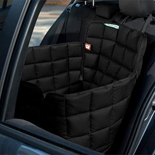Doctor Bark Hunde 1-Sitz-Autoschondecke für die Rücksitzbank, All-Side Schutz mit Reißverschluss für alle PKWs und SUVs, M in Schwarz