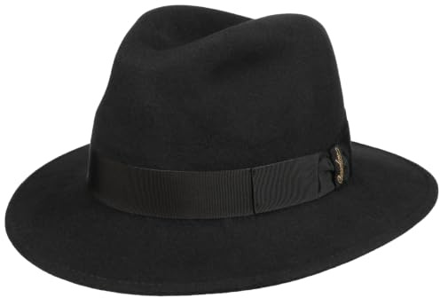 Borsalino Piemonte Traveller Wollhut Wollfilzhut Filzhut Damen/Herren - Made in Italy mit Ripsband, Ripsband Winter Herbst-Winter - 60 cm schwarz