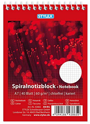 20x Spiral-Notizblock / Schreibblock / DIN A7 / kariert