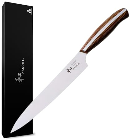 [NAGOMI] 8.5 inch Premium Slicing Knife, Stainless Steel HRC58 Carving Knife for Slicing Roasts, Meats, Sashimi, Fruits and Vegetables | Black Stylish Gift Box