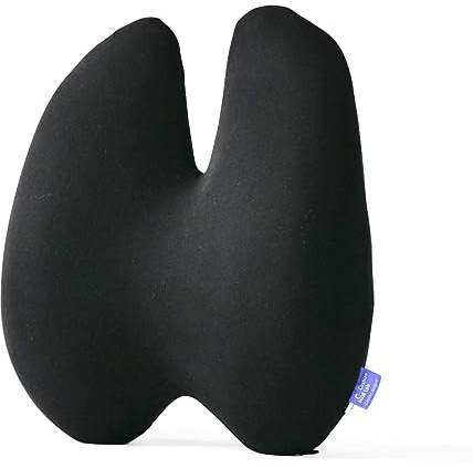 C CUSHION LAB Extra Dense Lumbar Pillow - Patented Ergonomic Multi-Region Firm Back Support for Lower Back Pain Relief - Lumbar Support Cushion with Strap for Office Chair, Car, Sofa, Plane - Black