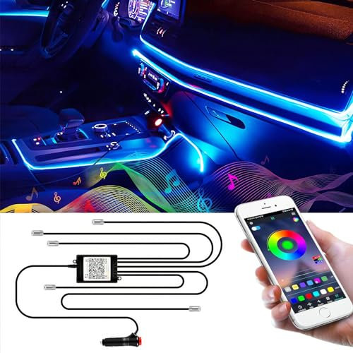 Wilktop LED Innenbeleuchtung Auto 6meter LED Auto LED Strip RGB Streifen Licht Neonleuchtleisten Ambientebeleuchtung Innenraumbeleuchtung Lichtleiste Mit App