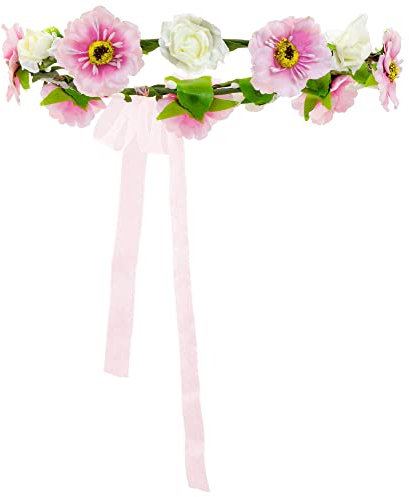 W WIDMANN MILANO Party Fashion 02441 - Blumenkranz Hippie, Haarband mit Blumen, Krone, Stirnband, Blüten, Schleife, Blumenmädchen, Boho, Hochzeit, Karneval, Mottoparty