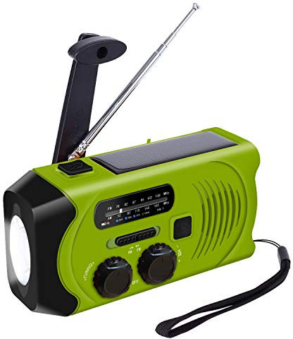 Portable Solar Weather Radio Hand Crank Radio 2000mAh with LED Flashlight,AM/FM/NOAA Emergency Weather Radio Solar Radio