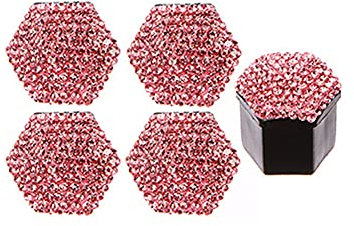 Radmutter Abdeckungen, Asudaro 20 Stück Universal Nut Abdeckkappe Schraube Bling Bling Auto Mutter Covers Bolt Radkappen Auto Schrauben Abdeckung Strass Schraube Auto Mutter Deckel,Rosa