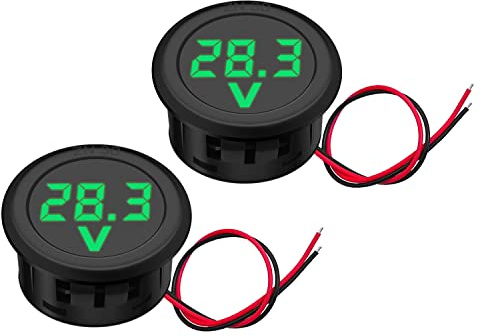 Hoembpn 2 Stücke 12V DC Voltmeter Wasserdichtes Digitalanzeige Voltmeter Grün LED Anzeige Spannungsmesser für Auto Motorrad SUV ATV Marine
