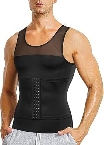 KUMAYES Débardeur de Compression Homme Maillot de Corps Gaine Amincissante Ventre Plat T Shirt Forte Body Shaper Gainant Minceur sous-vêtements (XXL, Noir)