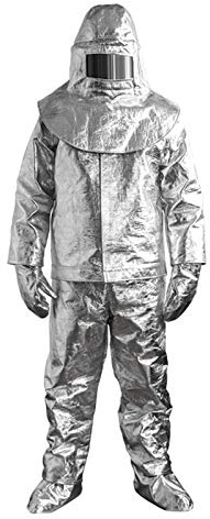 Feuerbeständiger Isolieranzug 1000? Hitzebeständiger Aluminisierter Anzug Feuerfeste Kleidung Hitzebeständiger Anzug - Inklusive 1 Mantel + 1 Hose + 1 Helm + 1 Paar Handschuhe + 1 Paar Überschuhe