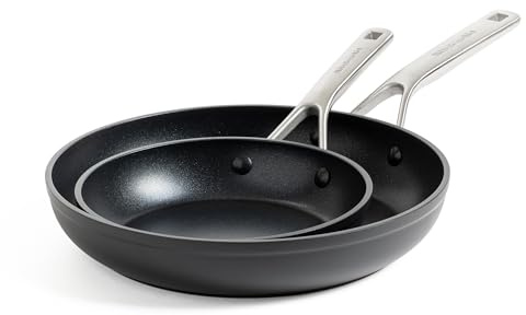 KitchenAid Forged Hardened Hard Anodized PFAS-Free Ceramic Non-Stick, 20 cm and 28 cm Frying Pan Set, Induction, Oven Safe,Black