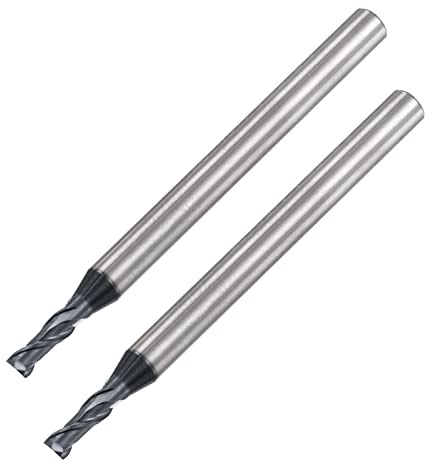 sourcing map 2 Stück VHM Schaftfräser 2.5 mm, 2 Zähne, Klingenlänge 8 mm Geschwärzt (passiviert)-Beschichtung CNC Fräser für Edelstahl, Verbundwerkstoffe und Legierungen, Schwarz