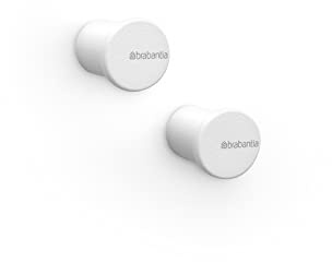 Brabantia - Crochets pour Serviettes Mindset - pour la Salle de Bain, Les Toilettes ou la Cuisine - Supporte Jusqu'à 2 kg - Matériel de Fixation Inclus - Lot de 2 - Fresh White - 2,1 x 2,3 x 2,1 cm
