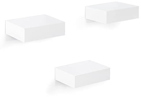 WOLTU Wandregal, Regalbrett, freischwebend Schweberegal, CD DVD Wand Regal Wandboard für Büro, Wohnzimmer, Schlafzimmer, Küche, 10,5x7,8x3cm, Weiß，RG9498ws