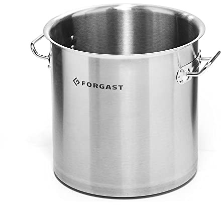 Forgast Olla alta de Acero Inoxidable | Capacidad 98 litros | Diámetro ⌀ 50 cm | La olla se puede utilizar en todo tipo de cocinas: eléctrica, gas e inducción | Aptas para el lavavajillas | Olla profesional para restauración, cacerola grande con fondo sándwich de 5 mm, gas eléctrico