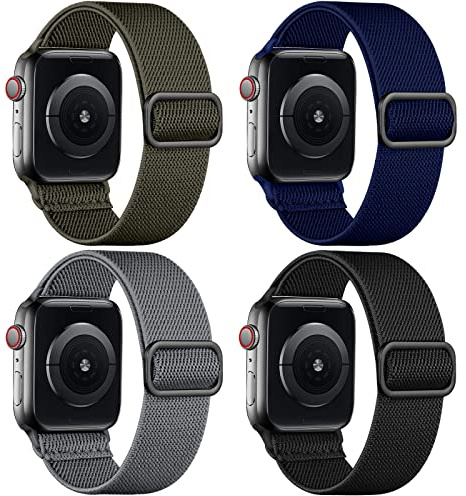 Oielai 4 Pack Bracelets Compatible avec Bracelet Apple Watch 44mm 45mm 46mm 42mm 49mm Femmes Hommes, Band en Nylon pour iWatch SE Series 11 10 9 8 7 6 5 4 3 2 1 Ultra SE 3