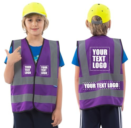 AYKRM 11 Couleurs gilet jaune enfant personnalisable LOGO Gilet de sécurité pour enfants réfléchissant haute visibilité personnalisé