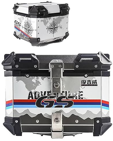 CcacHe Motorrad Heckbox Aluminium Topcase 36L 45L 55L 65L Motorradkoffer Top Case Wasserdicht Roller Koffer Mit Rückenlehne, Helmkoffer Für Roller, Motorrad, Mofa & Quad (Color : D, Size : 36L)