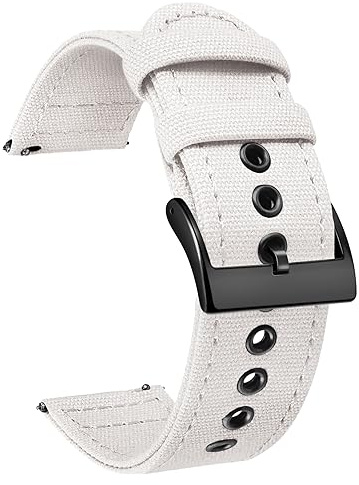 BINLUN Bracelets de Montre en Toile à Dégagement Rapide Bracelet pour Montre en Tissu 18mm 20mm 22mm 24mm Remplacement Bracelets Montres Canvas pour Homme et Femme avec Boucle Argent/Noir