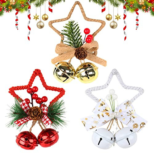 Skeadex 3 Stück Weihnachtsglocken Weihnachtsdeko Weihnachtsbaum Deko Weihnachtsmann Rot Gold Glöckchen Hängende Glocken Weihnachten Baumschmuck Weihnachten Weihnachtsglocke Weihnachtsbaumschmuck (A)