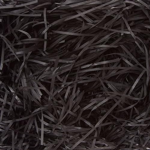 500 g schwarzes geschreddertes Seidenpapier, schwarzes geschreddertes Papier für Geschenkkörbe, Geschenkbox, ideale Geschenkkorbfüllung und Geschenkverpackungsfüller