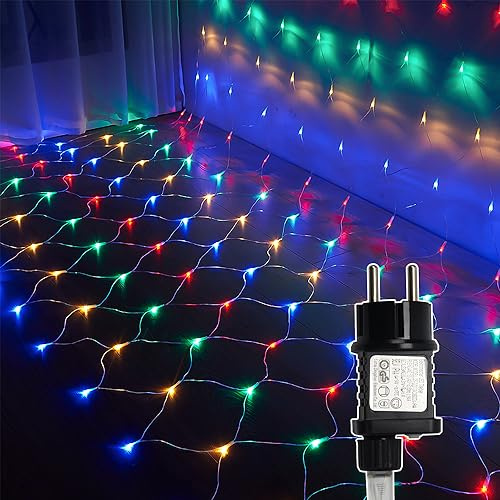 Jopassy 4,5x1,6m 300 LED Lichternetz Außen Lichterkette Netz Outdoor Lichterkette Netzlicht Dekorative Lichterketten Weihnachtslichter Außenlichterkette mit 8 Modi IP44 Wasserdicht, Farbig