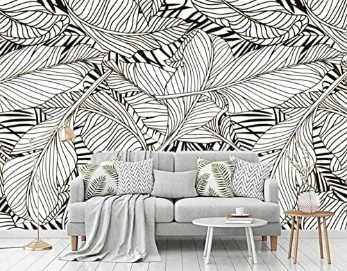 songqians Papier Peint Panoramique Feuilles De Palmier Noir Et Blanc Papier Peint 3D Tapisserie Murale Décoration Chambre Salon -321748 430x300cm