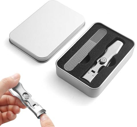 Cumuul Nagelknipser - Cumulus Nagelknipser mit Auffangbehälter, Ultra scharfe robuste Fingernagel- und Zehennagelknipser,spritzwassergeschütztes Nagelknipser-Set (Silver)