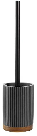 douceur d'intérieur, Brosse WC (Diamètre 9,1 x 38,5 cm) Niagara Anthracite, Polyrésine et Acacia