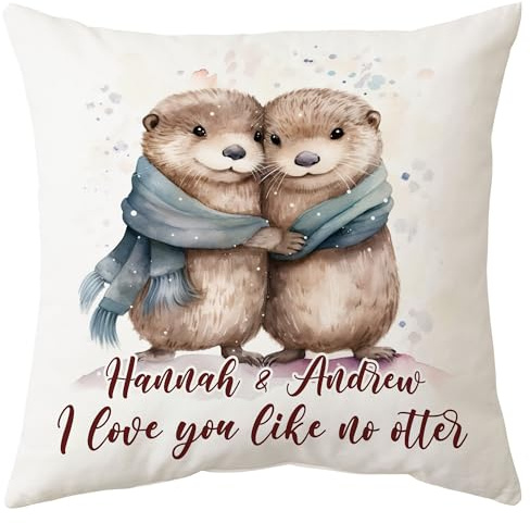Hyturtle Personalized Otter Pillow (Insert Included) Gifts for Couple Him Her Boyfriend Girlfriend Wife - Valentine's Day Birthday Anniversary - I Love You Custom Name Couch Cushion Home Decor Pillow