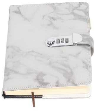 Taccuino con Lucchetto, Taccuino Segnalibro a Nastro con Password, Diario con Chiusura in Pelle PU Foderato con Copertina Impermeabile Per Ufficio Scuola