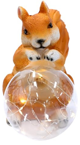 BCOATH Solar Harz Licht Eichhörnchen Form Außenbereich Garten Ornament Dekoration Leuchtkugel Leuchte Solarlicht