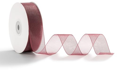 AOKSUNOVA Organzaband Schleifenband Hochzeit Organza Geschenkband Rot | Organzaband 2,5 cm x 45 m als Schleifenband für Hochzeit, Elegantes Organza Geschenkband für Verpackung und Dekoration