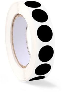 Jeffdad Aufkleber Rund 13mm, 1000 Stück Weiße Punktaufkleber Wasserfeste Kreisförmige Aufkleber Weiß Selbstklebend Rolle Kleine Klebepunkte Etiketten Für Büro Einzelhandel Zuhause (Schwarz)