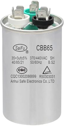 Condensador redondo de arranque doble de 35 + 3 uF, 370 V, CBB65, 440 V, VAC, condensadores de aire acondicionado para arranque del motor del ventilador de la unidad de aire acondicionado o bomba de