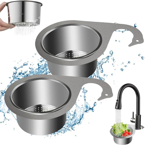 Jogoico 2 Cestas Colador Cisne Acero Inoxidable Fregadero Esquina Filtro | Cisne Decorativo Antioxidante Fácil Limpieza Ahorra Espacio Cocina Reutilizable Resistente Compatible Grifos Hasta 43mm