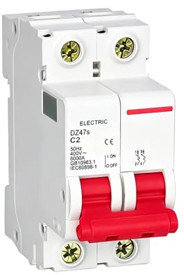 MOUMOUTEN Interruptor Mini DZ47-63 2 Polos AC400v 2A Protección Sobrecarga | Dispositivo de seguridad para circuitos eléctricos, corta el flujo ante sobrecargas y cuida tus equipos electrónicos.