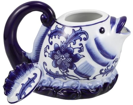 KICHOUSE Elegante Tetera de Porcelana de Estilo Chino con Forma de Carpa de Cerámica para Decoración de Sala de Estar Agua Fría Y Jugo