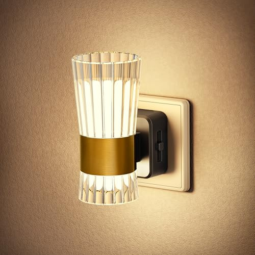 JandCase Luce notturna, luce notturna con sensore crepuscolare, dimmerabile, 0-100 lm, modalità auto/on/off, luce bianca calda 3000 K, presa a LED per camera da letto, corridoio, scale, cucina
