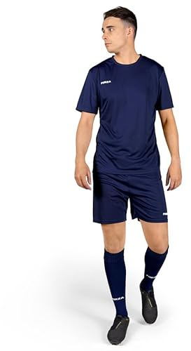 FORZA Herr Classic Football Kit | Kortärmad topp, shorts och strumpor - flera färger och storlekar, marinblå, M