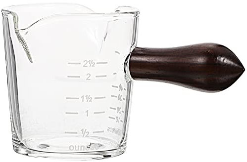 MAGICLULU Bar-messbecher Doppelauslauf Espressotasse Holzgriff Tasse Glas Kaffee-messbecher Leichtes Design