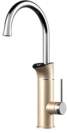 Grifo Calentador De Agua Instantáneo, Calentador De Agua Instantáneo Eléctrico 2 En 1, Grifo De Cocina De 3200 W, Grifo Mezclador De Calentamiento Rápido con Pantalla Digital De Temperatura,Gold