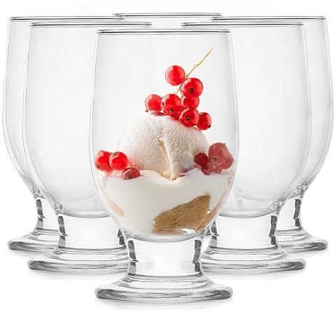 Glasmark KROSNO 1992 Lot De 6 Coupes À Glace En Verre Transparent Coupes À Dessert Élégantes À Pied 210 ml