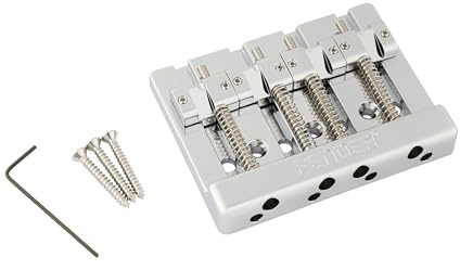 Fender HiMass 4-Saiten-Bassbrücke mit Messing-Sätteln, Chrom