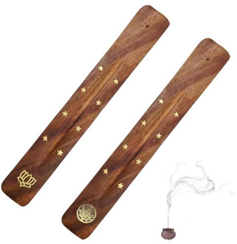 COYUN 2pcs Portaincenso in legno portaincenso a bastoncino bruciatore di incenso portaincenso con raccoglicenere accessori per la meditazione portaincenso per Meditazione Yoga Relax Cleanse Space